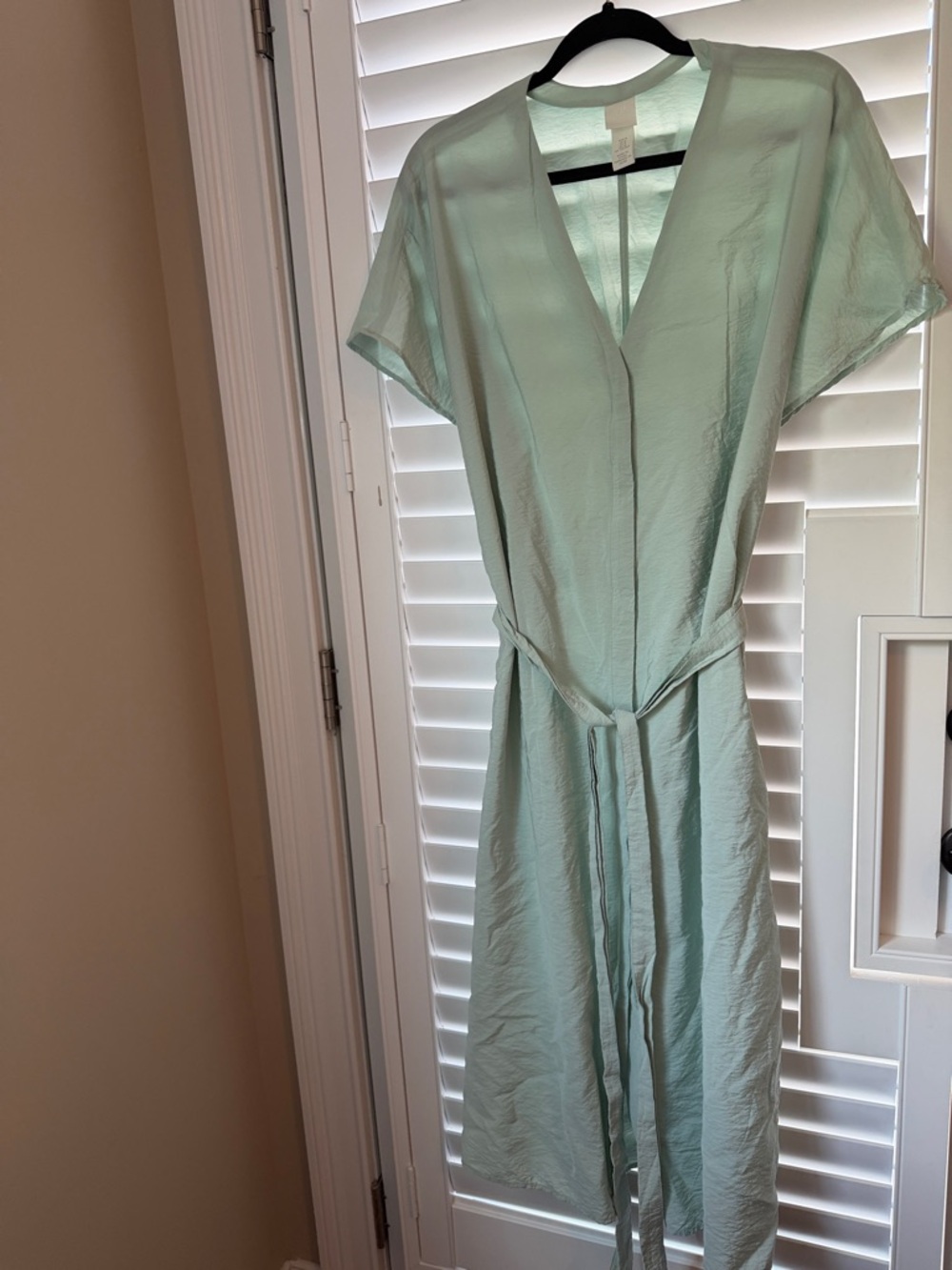 H&M Mint Green Midi Wrap Dress with Waist Tie